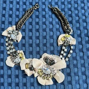 JCrew Elegant Floral Necklace with Crystal Accents